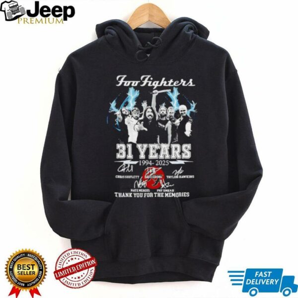 Foo Fighters 31 years 1994 2025 thank you for the memories signature shirt