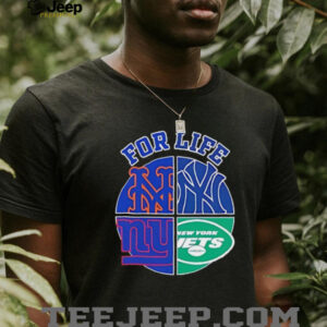 For life New York Yankees Mets Jets and Giants circle logos shirt