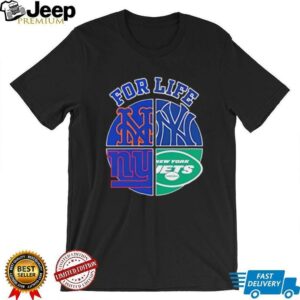 For life New York Yankees Mets Jets and Giants circle logos shirt