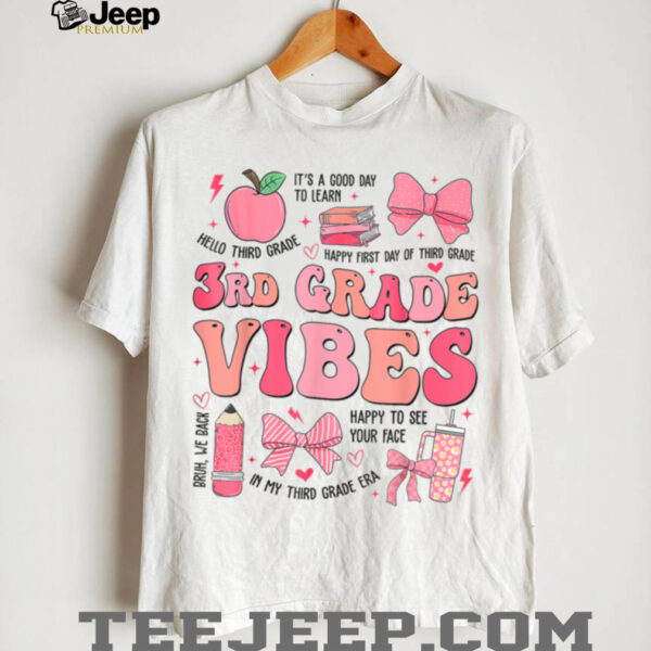Girls 3rd Grade Vibes Coquette Bow Back To School Teacher Shirt
