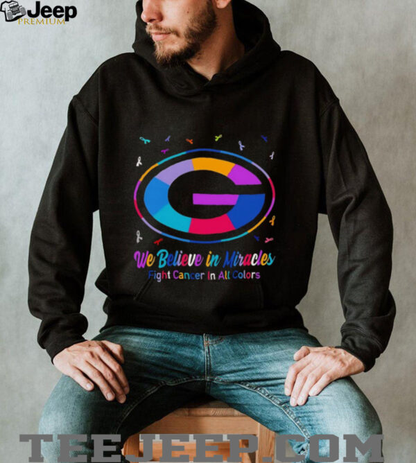 Green Bay Packers we believe in miracles fight cancer in all colors shirt