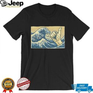 Hokusai’s The Great Wave off Kanagawa catch some waves hand sign shirt