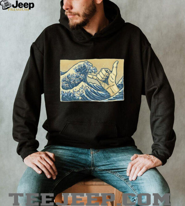 Hokusai’s The Great Wave off Kanagawa catch some waves hand sign shirt