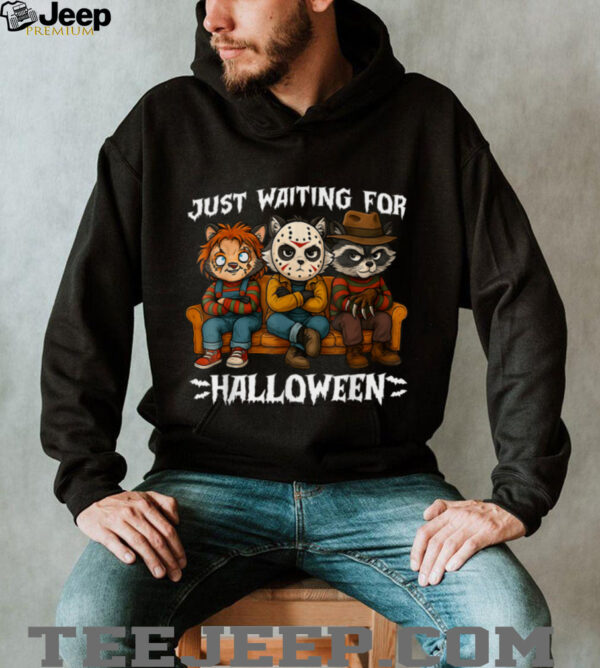 Just Waiting For Halloween Horror Raccoon Shirt