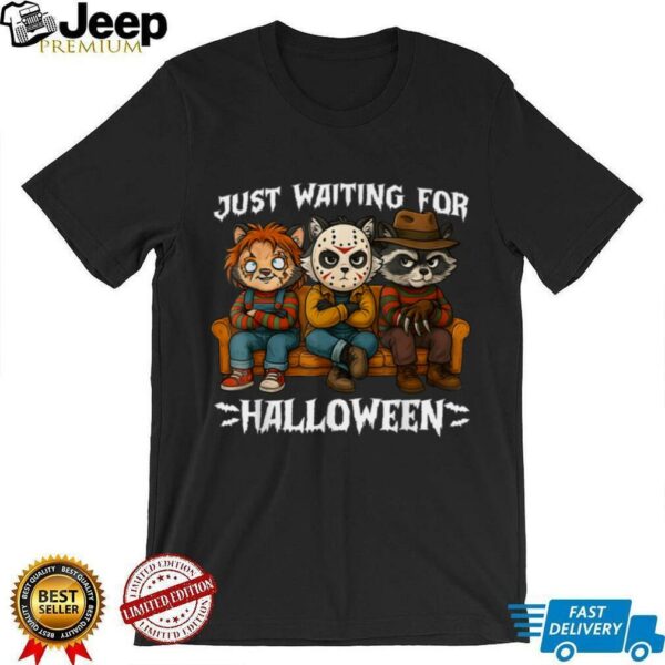 Just Waiting For Halloween Horror Raccoon Shirt