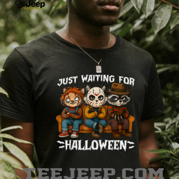Just Waiting For Halloween Horror Raccoon Shirt