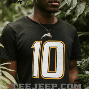 Justin Herbert 10 Los Angeles Chargers name and number 2 sided shirt
