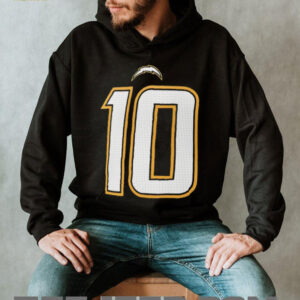 Justin Herbert 10 Los Angeles Chargers name and number 2 sided shirt