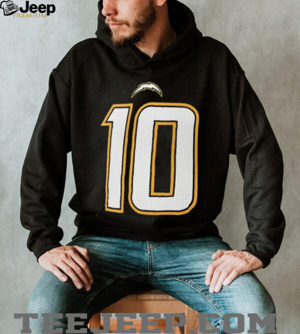 Justin Herbert 10 Los Angeles Chargers name and number 2 sided shirt