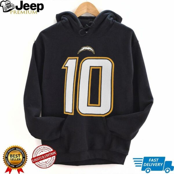 Justin Herbert 10 Los Angeles Chargers name and number 2 sided shirt