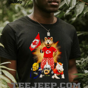 Kansas City Chiefs mascot standing with flag shirt