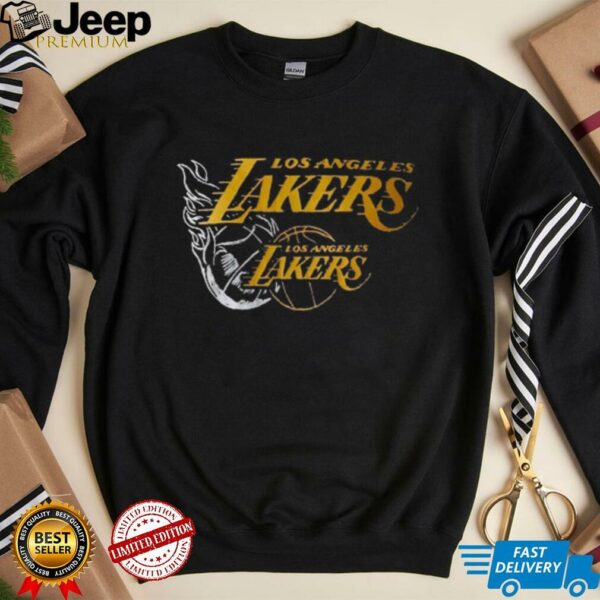 LA Lakers NBA Flame Graphic Black Shirt