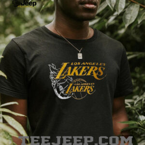LA Lakers NBA Flame Graphic Black Shirt