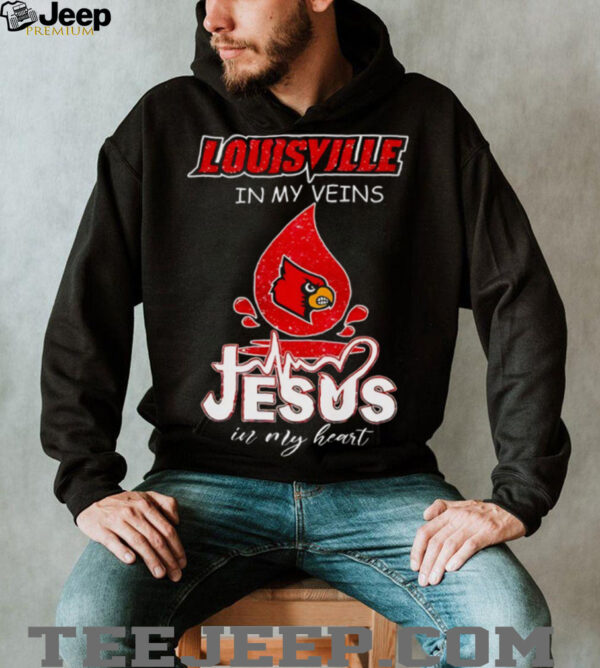 Louisville Cardinals in my veins Jesus in my heart 2025 shirt