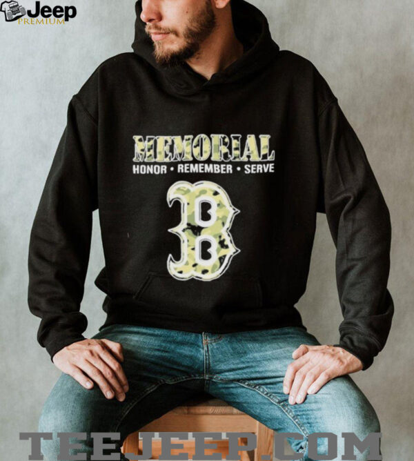 Memorial Honor Remember Serve Camo Boston Red Sox Logo Baseball T shirt