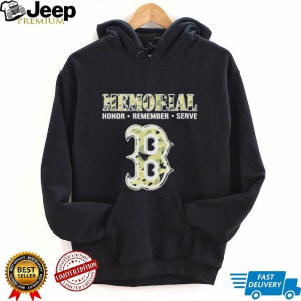 Memorial Honor Remember Serve Camo Boston Red Sox Logo Baseball T shirt