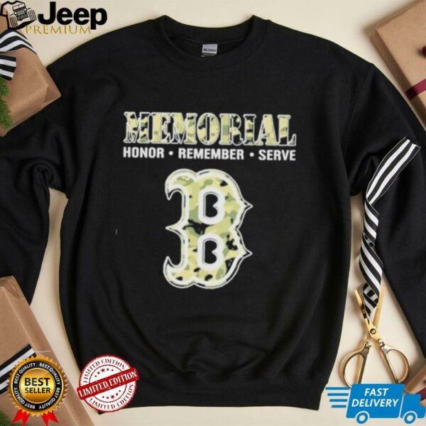 Memorial Honor Remember Serve Camo Boston Red Sox Logo Baseball T shirt