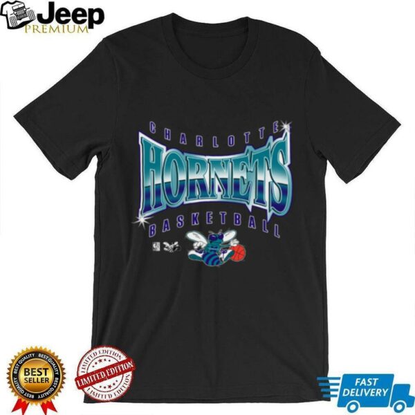 Men’s Mitchell & Ness Black Charlotte Hornets Worldwide Collection Glow Up T Shirt