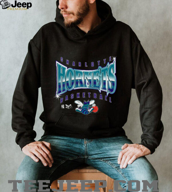 Men’s Mitchell & Ness Black Charlotte Hornets Worldwide Collection Glow Up T Shirt