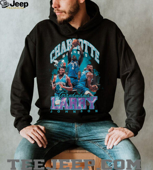 Mitchell & Ness Larry Johnson Black Charlotte Hornets Hardwood Classics Bling Concert Player Official Clothing