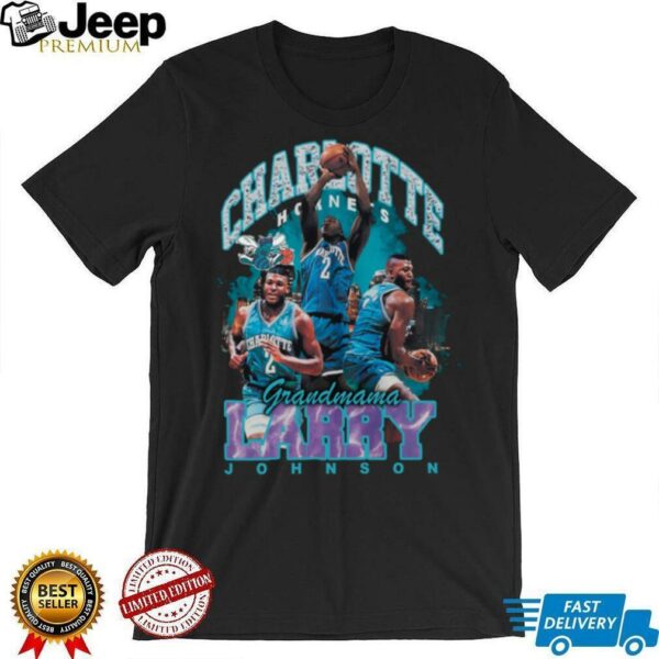 Mitchell & Ness Larry Johnson Black Charlotte Hornets Hardwood Classics Bling Concert Player Official Clothing
