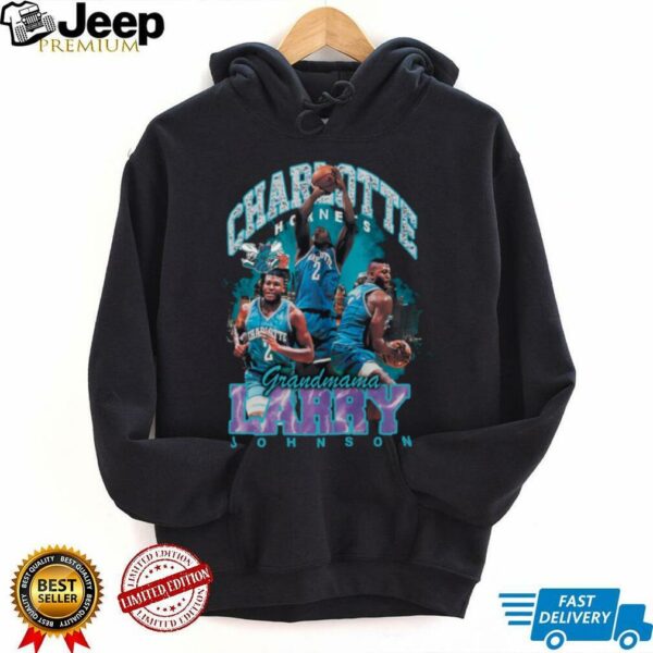 Mitchell & Ness Larry Johnson Black Charlotte Hornets Hardwood Classics Bling Concert Player Official Clothing