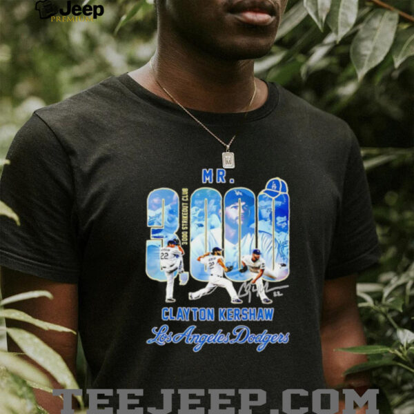 Mr. Clayton Kershaw Los Angeles Dodgers 3000 Strikeout Club signature shirt