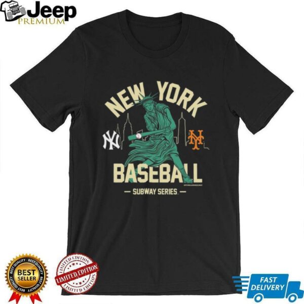 New York Yankees vs. New York Mets Mitchell & Ness Women’s Subway Series Swinging Liberty T Shirt