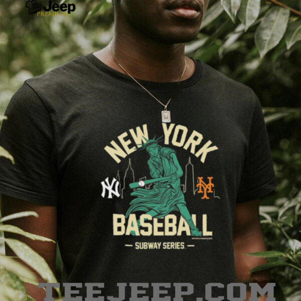 New York Yankees vs. New York Mets Mitchell & Ness Women’s Subway Series Swinging Liberty T Shirt
