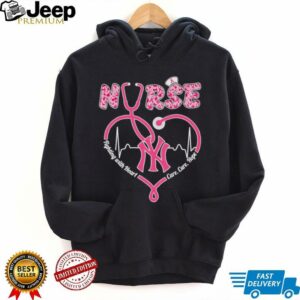 Nurse fighting with heart care cure hope New York Yankees shirt
