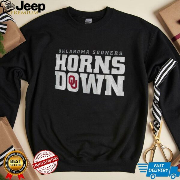 Oklahoma Sooners Crimson Hometown Horns Down shirt