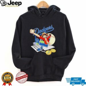 One Piece Monkey D. Luffy X Los Angeles Dodgers left field shirt