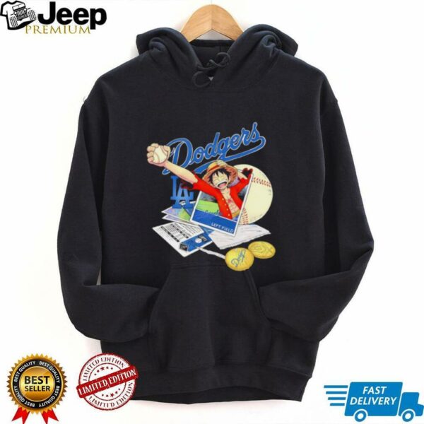 One Piece Monkey D. Luffy X Los Angeles Dodgers left field shirt