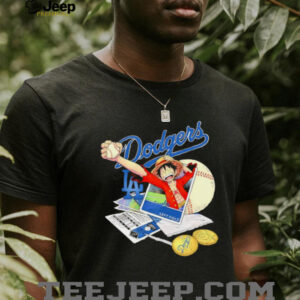 One Piece Monkey D. Luffy X Los Angeles Dodgers left field shirt