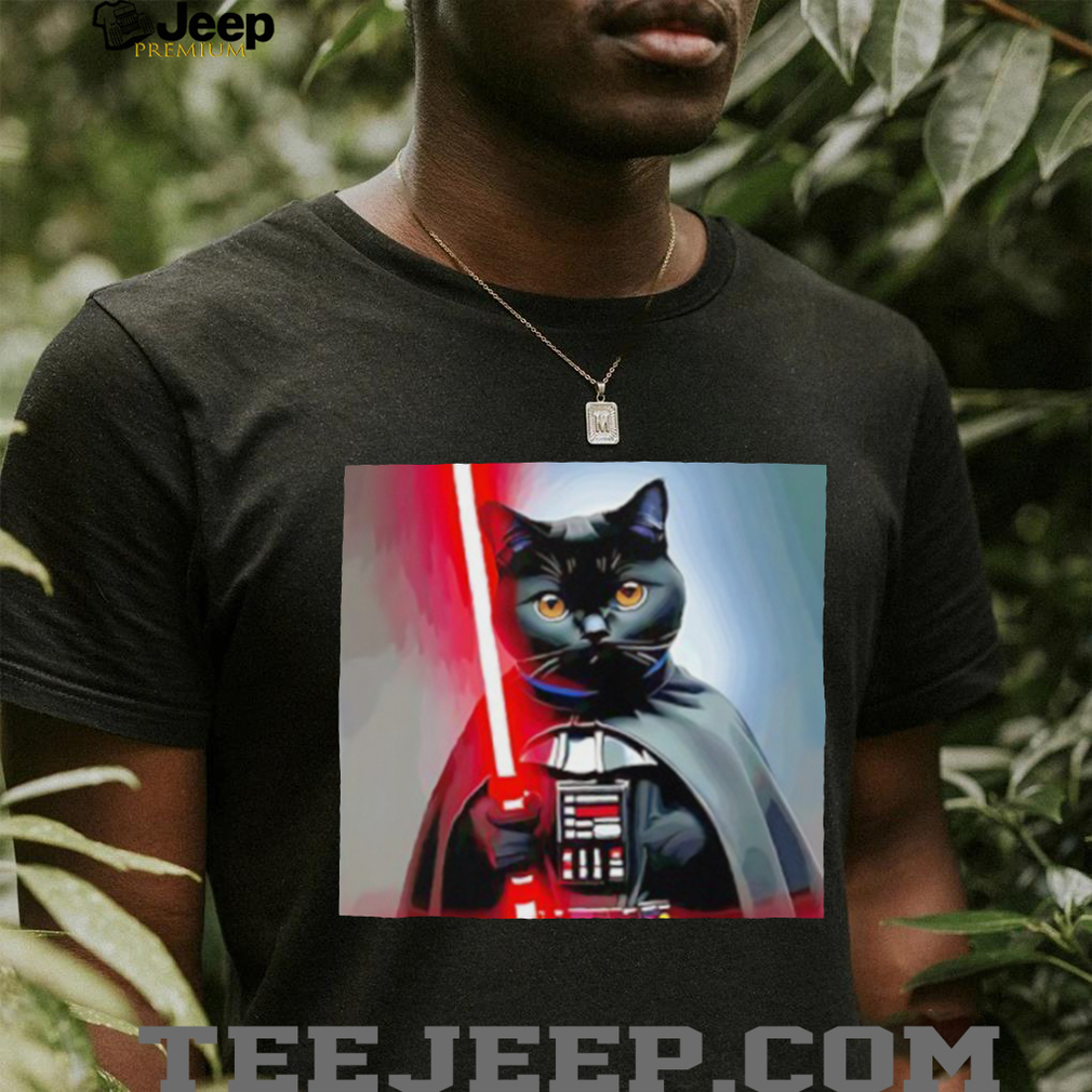Person wearing the Planet Cat Vader Star Wars shirt