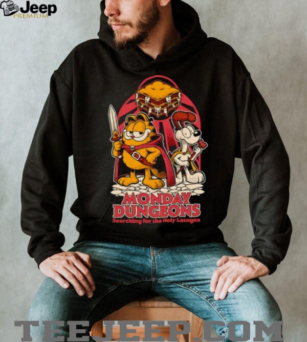 RPG Cat Monday Dungeons searching for the Holy Lasagna shirt