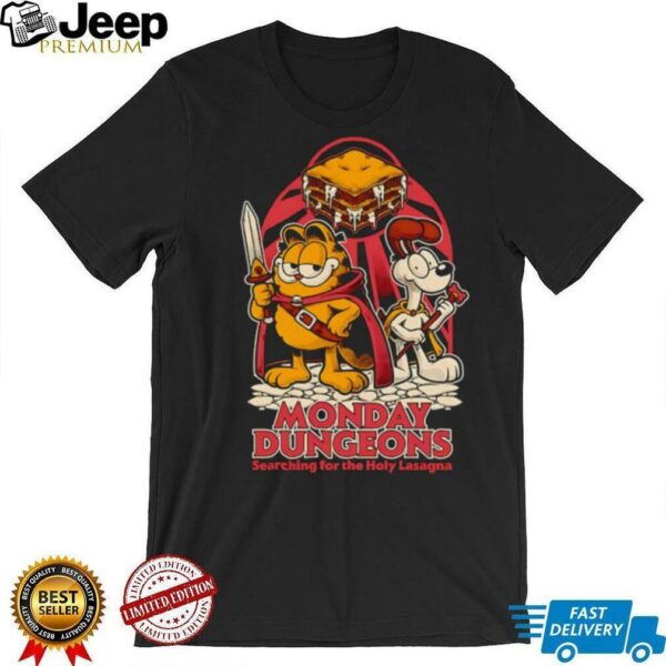 RPG Cat Monday Dungeons searching for the Holy Lasagna shirt