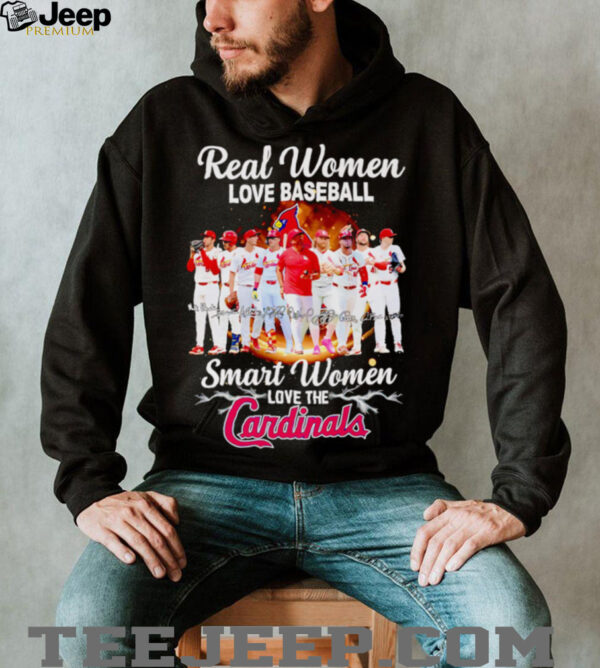 Real women love baseball smart women love the St Louis Cardinals players signature shirt