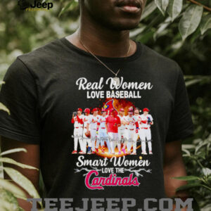 Real women love baseball smart women love the St Louis Cardinals players signature shirt