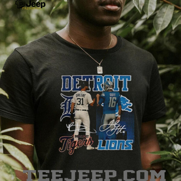Riley Greene Detroit Tigers x Jared Goff Detroit Lions signature sports shirt
