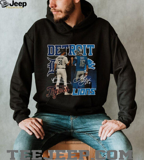 Riley Greene Detroit Tigers x Jared Goff Detroit Lions signature sports shirt