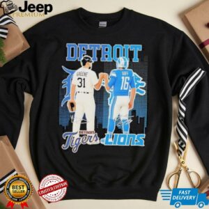Riley greene and jared goff detroit tigers x detroit lions signatures s shirt