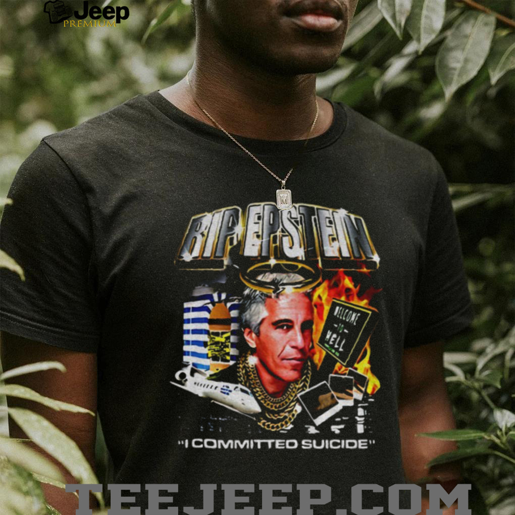 Person wearing the controversial RIP Jeffrey Epstein shirt
