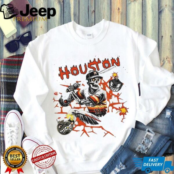 Skeleton vs Houston Astros Baseball MLB Game Day spooky Halloween shirt