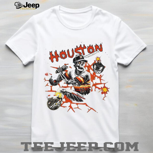 Skeleton vs Houston Astros Baseball MLB Game Day spooky Halloween shirt