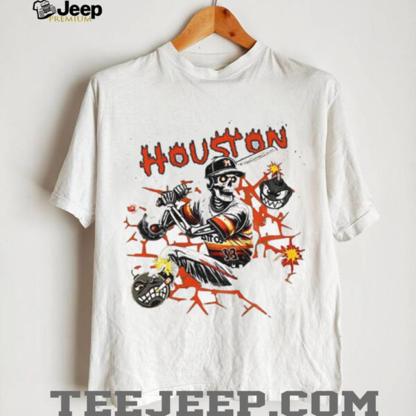 Skeleton vs Houston Astros Baseball MLB Game Day spooky Halloween shirt
