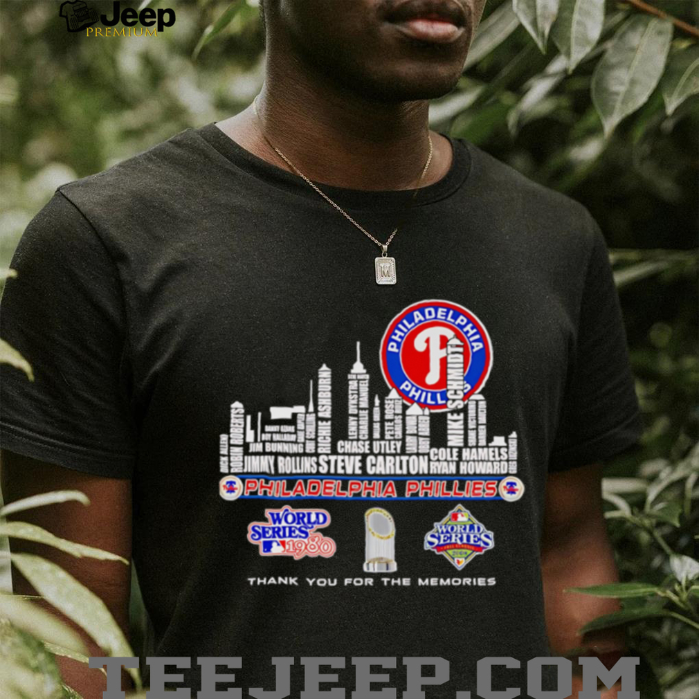 Skyline name Philadelphia Phillies World Series thank you for the memories shirt Skyline name Philadelphia Phillies World Series thank you for the memories shirt