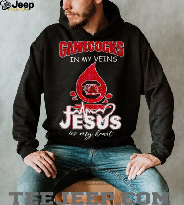 South Carolina Gamecocks in my veins Jesus in my heart 2025 shirt