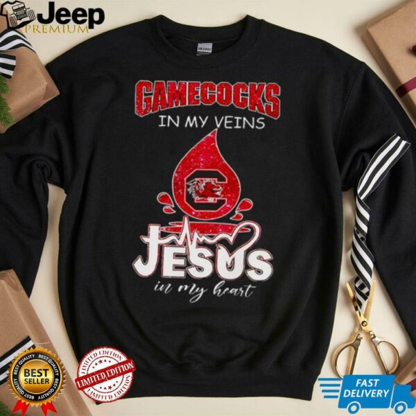 South Carolina Gamecocks in my veins Jesus in my heart 2025 shirt