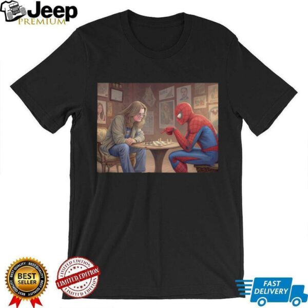Spiderman and Ozzy Osbourne playing chess shirt